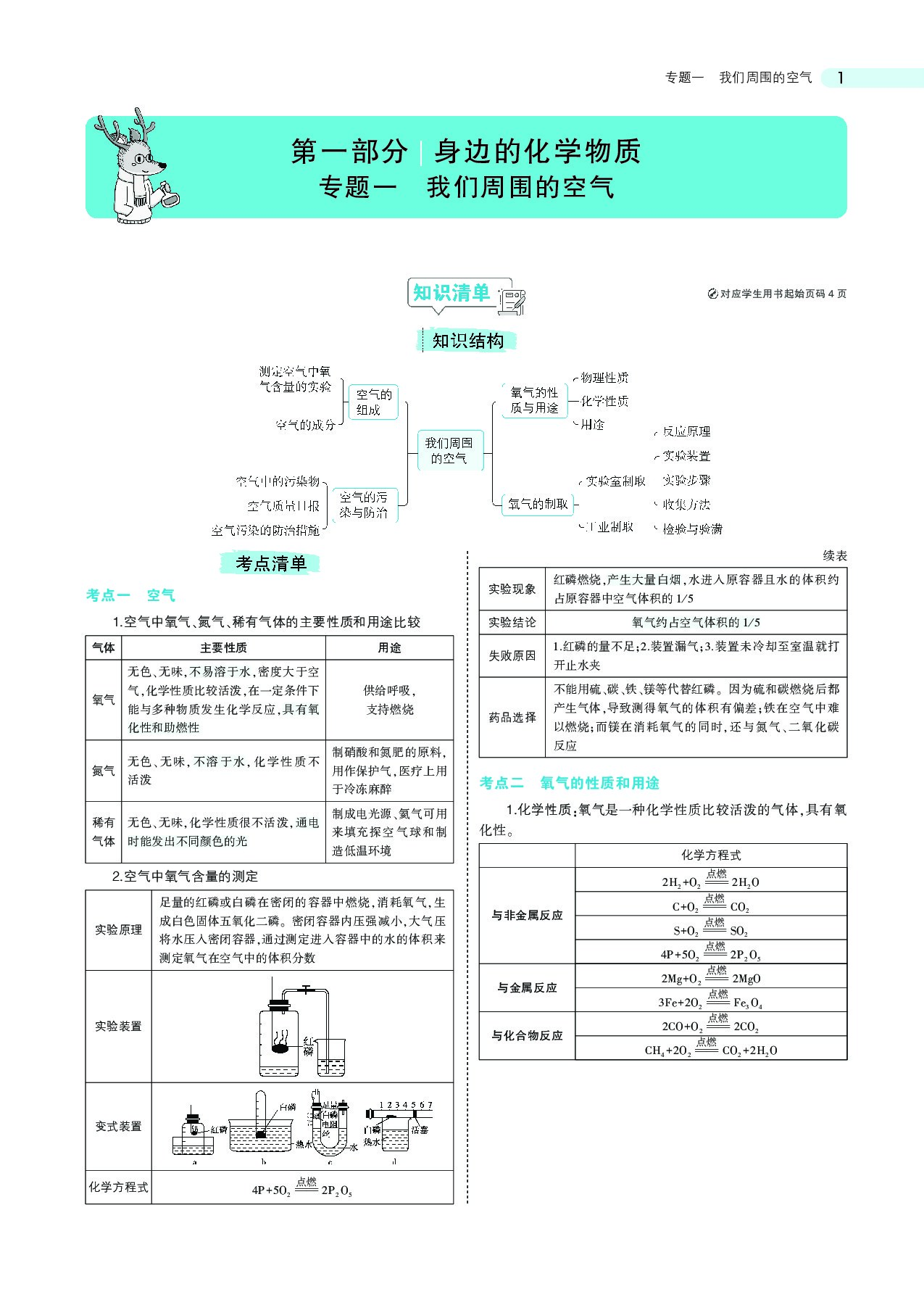 中考化学总复习专题知识要点